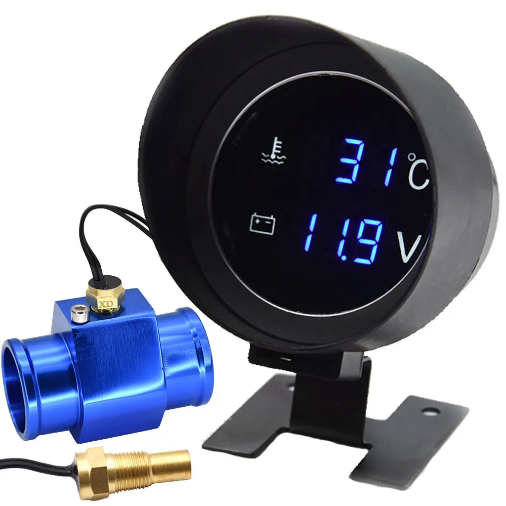 Auto Car Water Temp Gauge/Voltmeter automobile gauge temperature sensor water temperature gauge For Cars 28 / 34MM Adapter 10MM Car Temperature Sensor NPT 1/8 Meter-10~110 Celsius 12V 24V