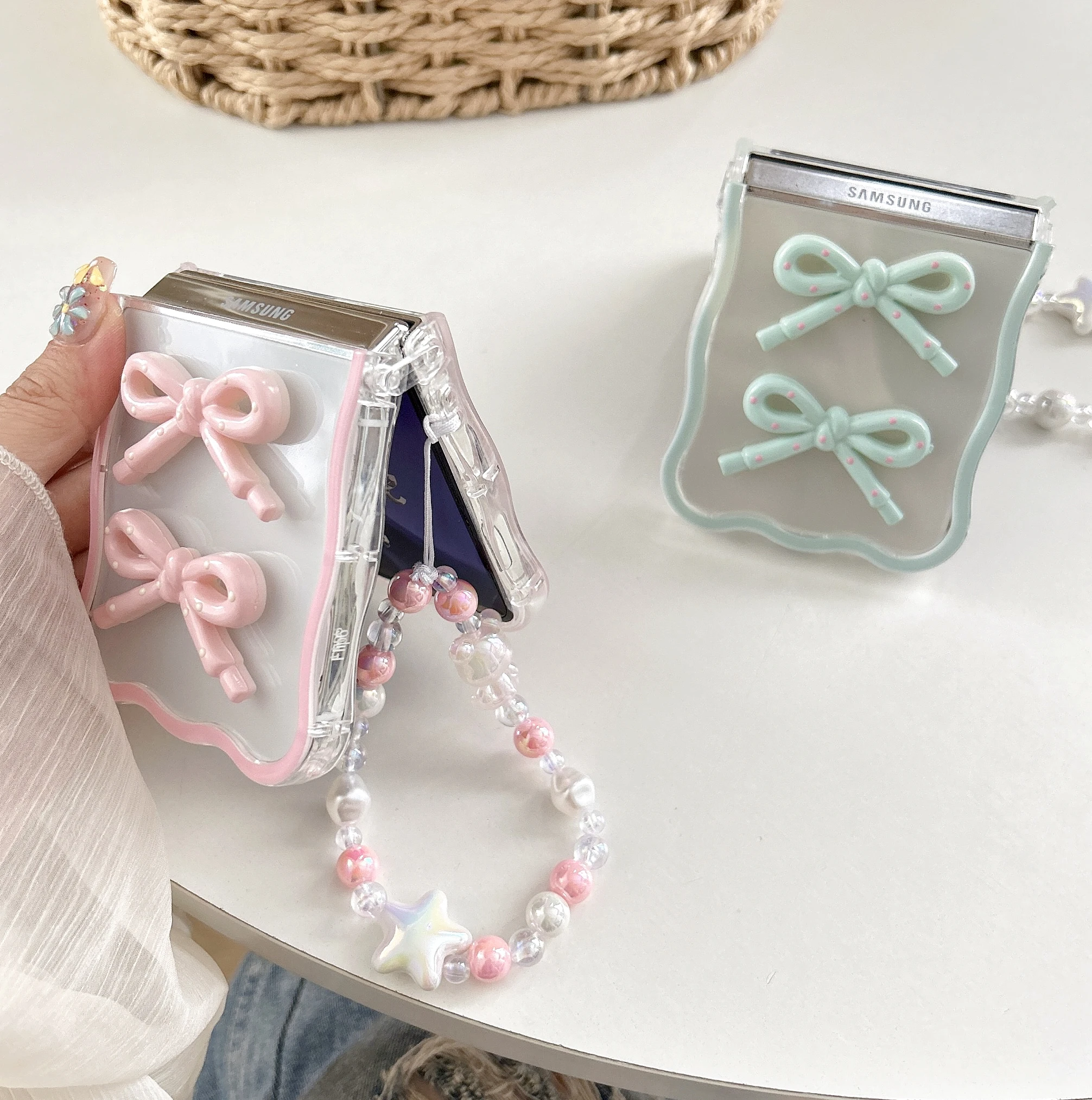 Shockproof 3D Bow Wavy Edge Design Case with Lanyard Bracelet - Cute Chic Ultra-Thin Silicone Cover