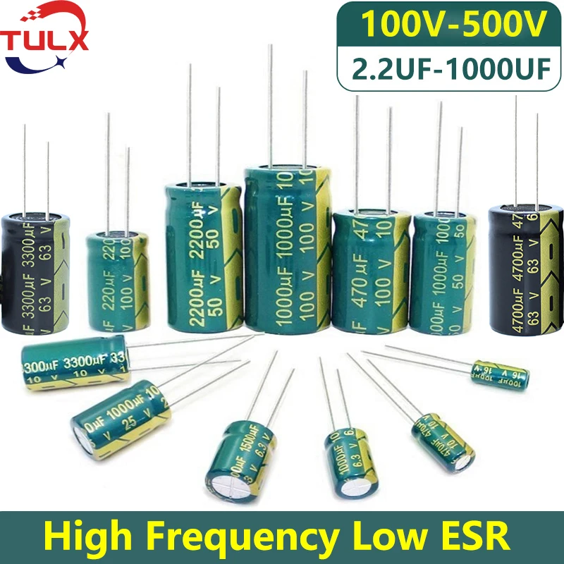 10-6Pcs Capacitor 100V 200V 250V 400V 450V 500V 2.2UF 4.7UF  6.8UF 8.2UF 15UF 22UF 33UF 47UF 68UF 82UF 100UF 120UF 150UF 330UF