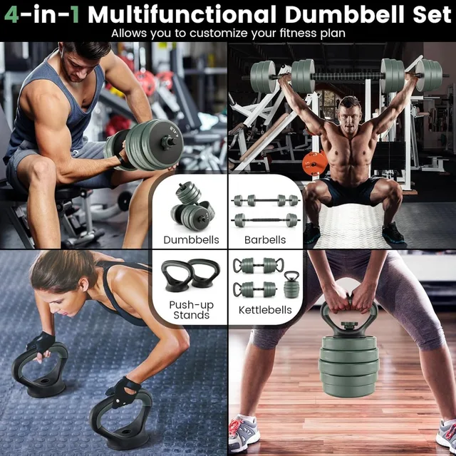 4-in-1 Adjustable Dumbbell Barbell Set 4