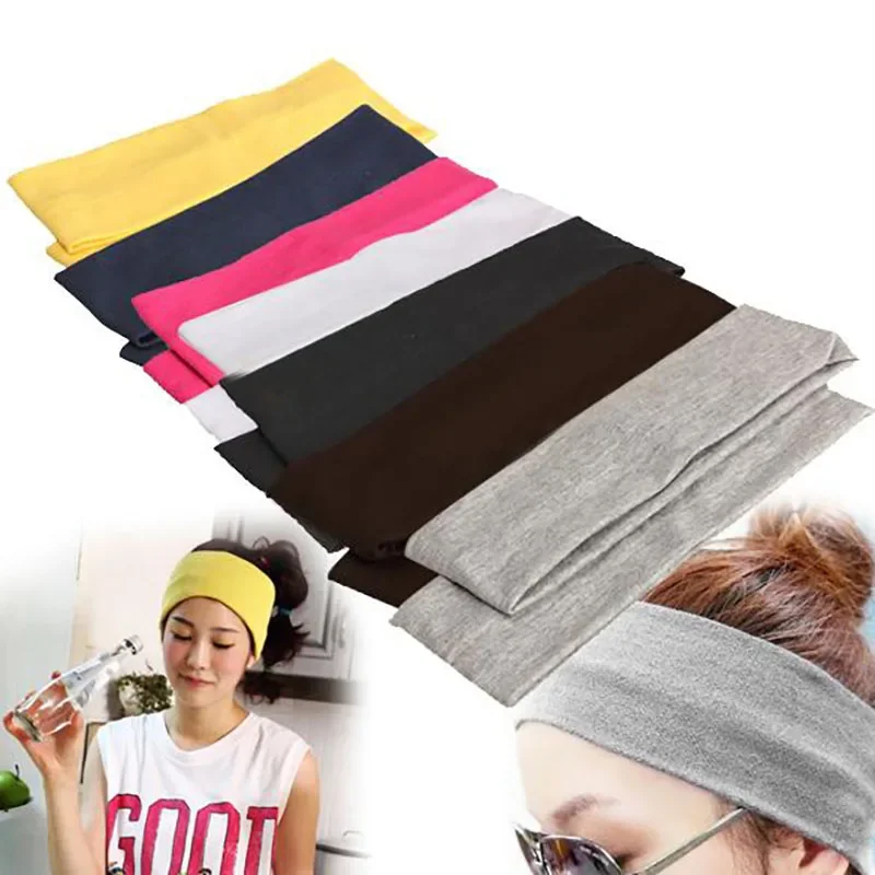 1/2pcs Women Solid Color Sweat Cotton Elastic Headband Wide High Stretch Hair Band Fashion Women Hairbands Yoga Hair Accessories 2pcs toddler hairbands baby bows headband nylon satin head bands for girls newborn turban headwear baby hair accessories