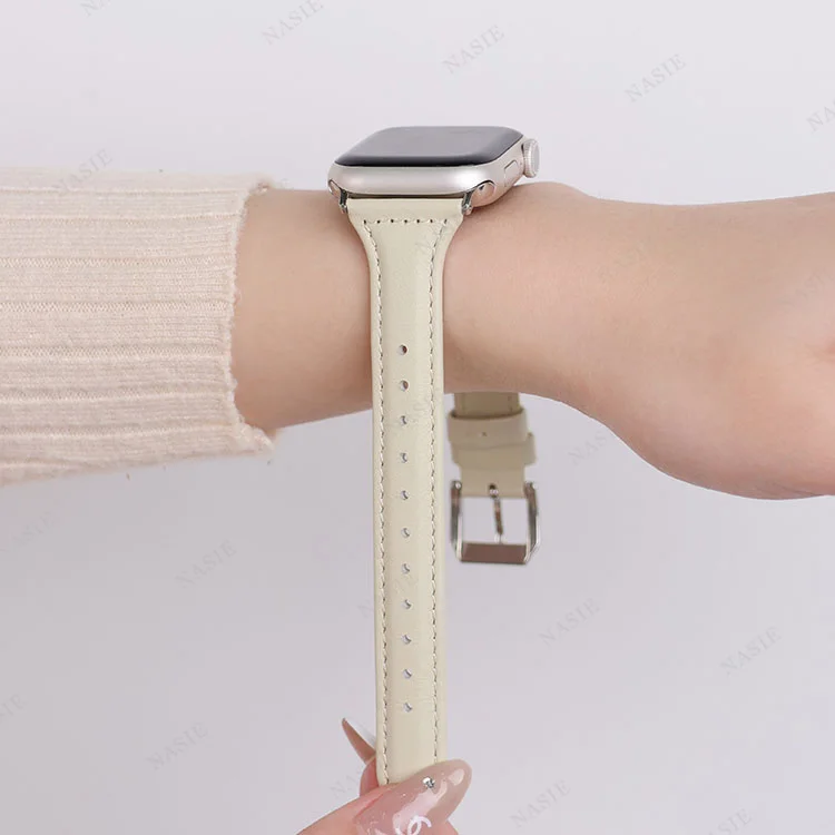 Elegant Leather Smart Watch Strap for Women - Premium Replacement Band for Fitbit Versa/Sense Series