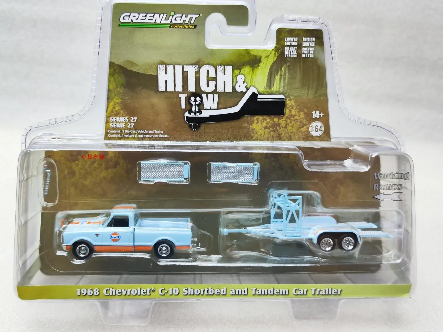 

1: 64 1968 Chevrolet C-10 масло для короткого залива масло залива и тандемный грузовик прицеп коллекция моделей автомобилей