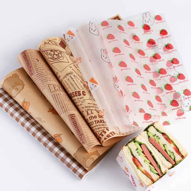 Dim Sum Food Wrapping Paper Breakfast Burrito Toast Sandwich Oil Proof Paper Baking Household Disposable Food Wrapping