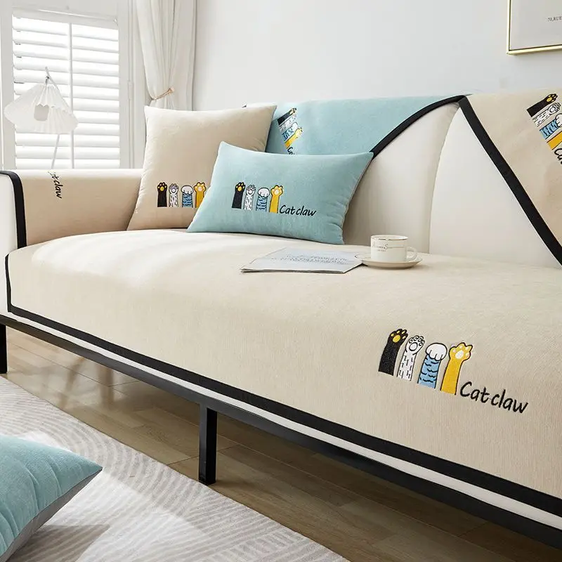 High-grade Chenille Sofa Cushion Four Seasons Universal Non-slip Straight Type Sofa Cover Straight Row Sofa Cushion Suit 6
