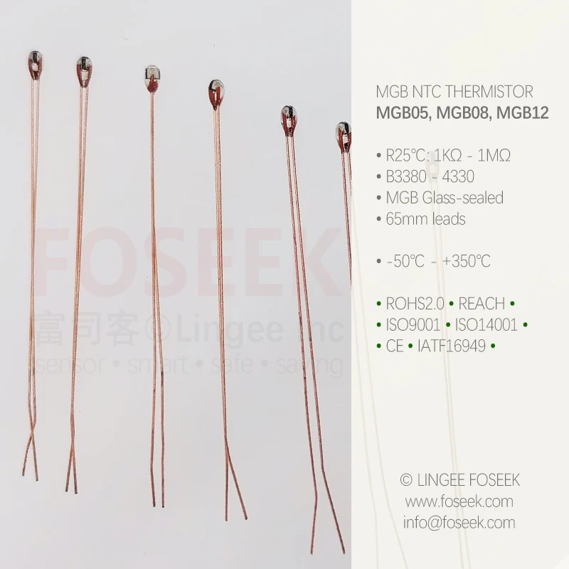 Lingee MGB12 1.25mm accuracy 1% glass-sealed NTC Thermistor Temperature Sensor