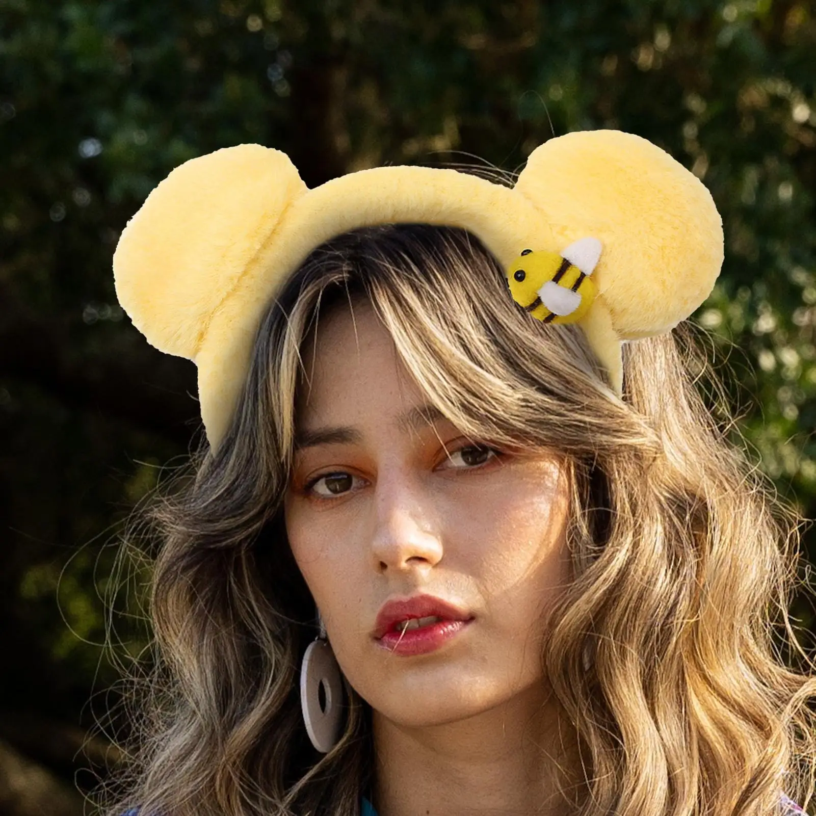 1pcs Cute Bee Bear Ears Plush Hairband Women Girls Wash Face Lovely Animal Headbands Cosplay Fashion Hair Accessories
