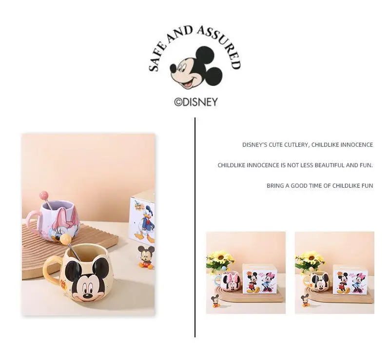 Disney Mickey Mouse Minnie Mouse Dondonald Daisy Duck Couple Ceramic Cup Coffee Cup Big Belly Cup
