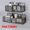 Non Perforated Bathroom Shelf Storage Basket with Hooks for Wall Storage Toiletries Shampoo and Shower Gel Storage 1
