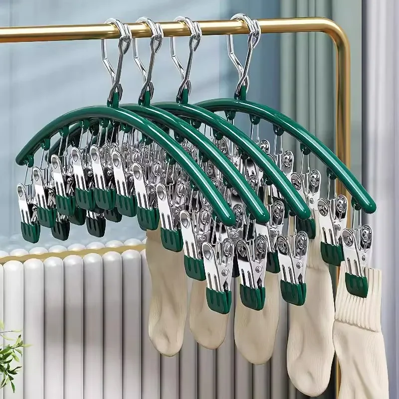 Plastic Socks Drying Rack with 10 Clips for Household Use