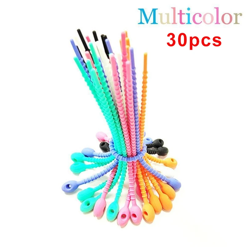 Silicone Reusable Cable Wire Organizer Winder Storage Holder Bag Ties Cord Bag Clip Food Saver Earphone Line Tidy Clips 30PCS