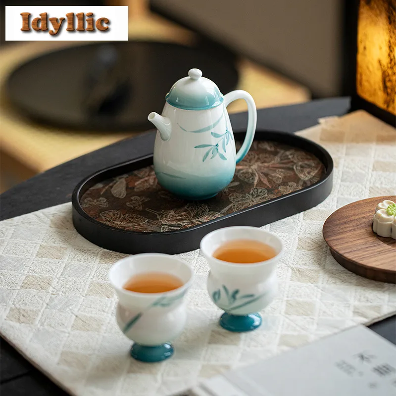 التدرج منحدر رسمت باليد طقم شاي الأوركيد مجموعة كا...