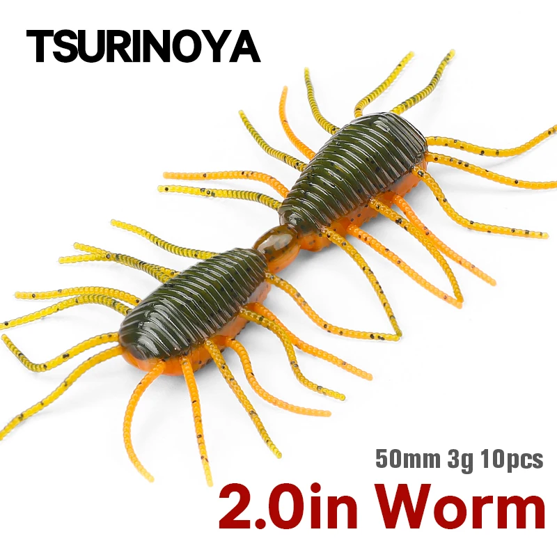 TSURINOYA-소프트 루어 페이리 인공 미끼 50mm 3g 10 개, 파이크베이스 송어 퍼치, 소프트 낚시 루어 리그 태클