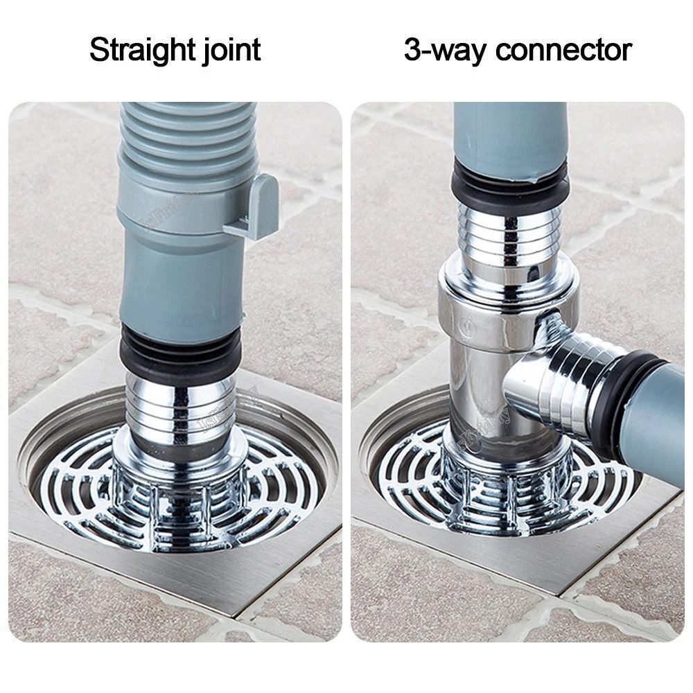 Universal Washing Machine Drain Floor Cover Dishwasher Connector Sewer Washroom Accessories Adapter Three-way Floor Drain Floor Drain Filter Floor Drain Strainer Basin Drain Cover Sink Hole Cover