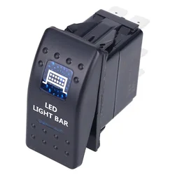 Waterproof Dual Blue LED Rocker Switch for Vehicle and Marine Use (Led Light Bar)