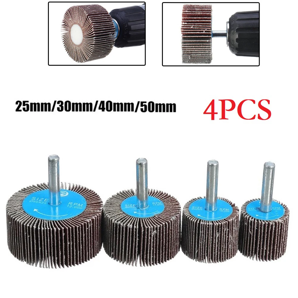 Emery Cloth Sanding Flap Wheel 4pc 80Grit With 6mm Mandrel Rod Abrasive Sandpaper Polishing Tools 25 30 40 50mm For Rotary Tool abrasive wheel,sanding flap disc