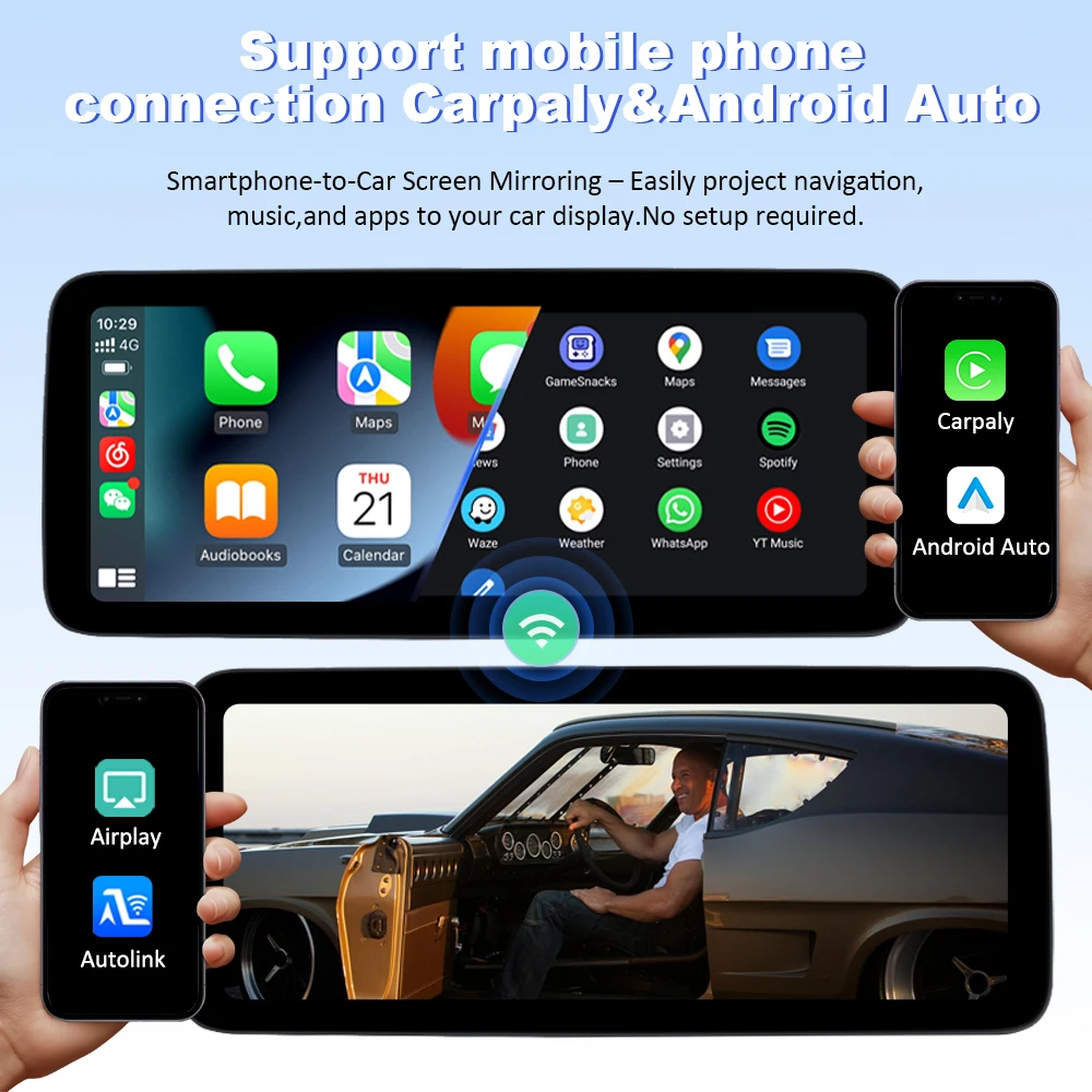 Radio de coche inalámbrico CarPlay Android Auto de 10.25 pulgadas para BMW X3 E83 2003-2011 con pantalla original del coche, reproductor multimedia inteligente con pantalla táctil, Airplay, Autolink, Mirror Link, WiFi, Bluetooth, GPS, navegación. 6