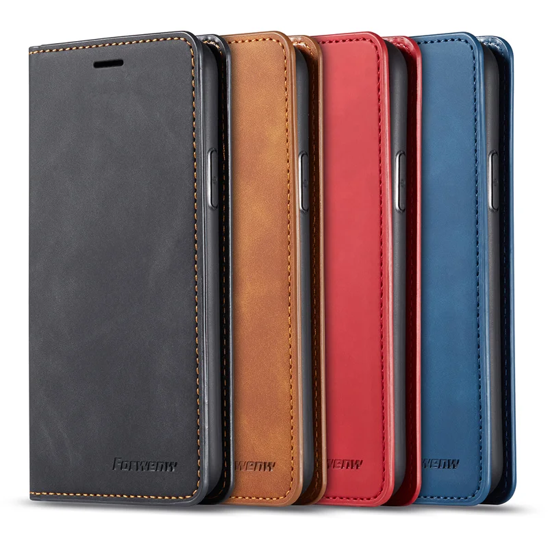 Luxury Leather Wallet Flip Card Cover with Magnetic Closure