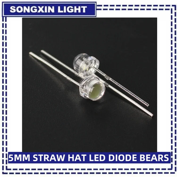 LED Diode 50/100PCS Straw Hat LED 5mm Super Bright LED Diode F5 Light Emitting Diode Blue Green Red Yellow White for DIY Electronic