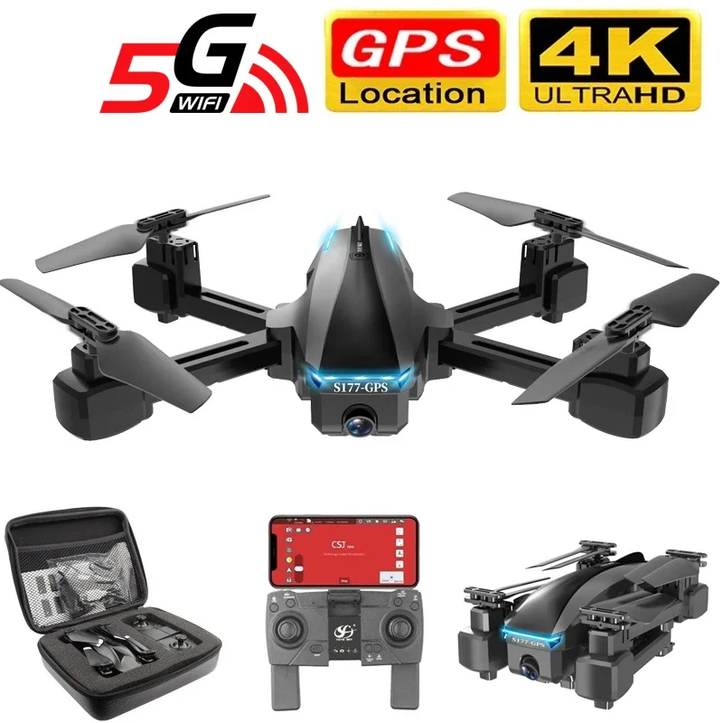 

RC Quadcopter 4K 5G WIFI S177 Drone GPS HD Wide Angle Dual Camera Fvp Drones 20min Distance 600m Height Keep Flight Vs E520 GD89