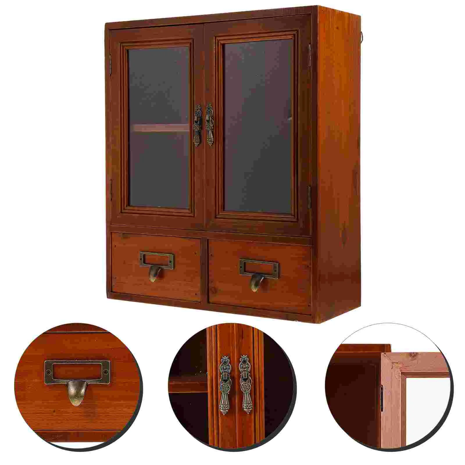 

Double Door Vintage Cabinet Wall Mounted Rustic Cabinet Wood Storage Hanging Cabinet