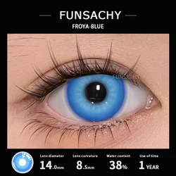 Vibrant Black and White Cosplay Contact Lenses - Colored Anime Eye Makeup for Halloween Accessories (FROYA - BLUE)