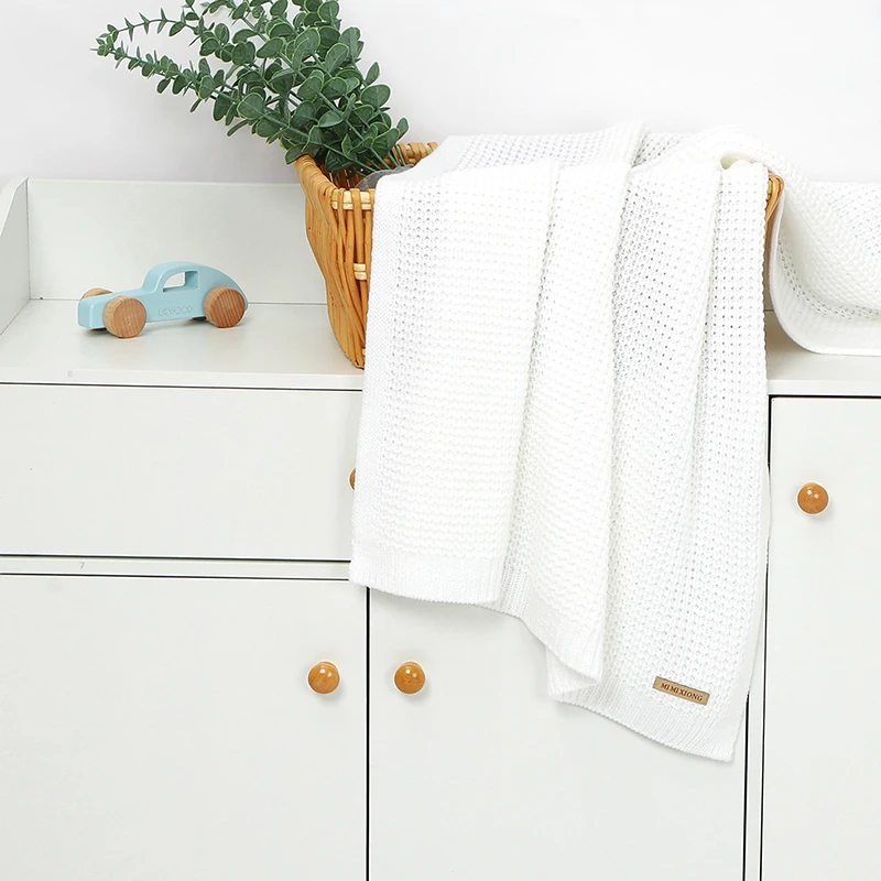 Baby Blankets 90*70cm Knitted Newborn Boys Girls Stroller Swaddle Wrap Infant Netural Crib Cellular Toddler Throwing Quilts Mats 6