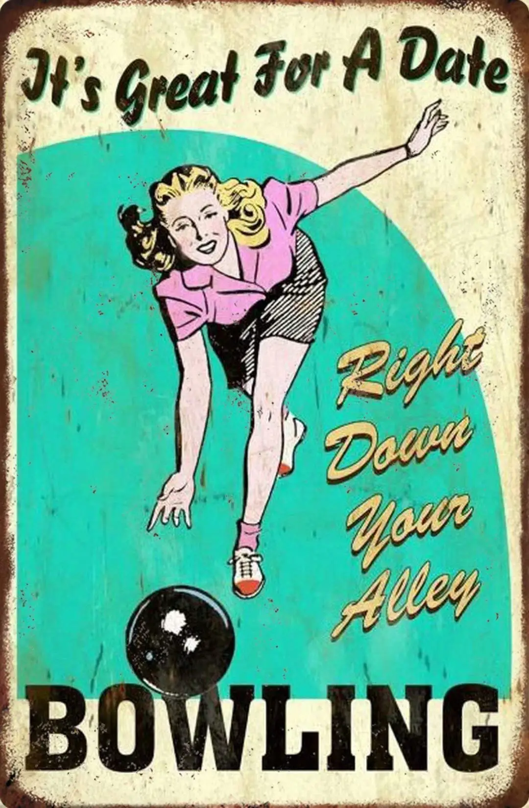 Ottimo Per Data Bowling Vintage Metal Sign 8 "X 12" Vintage Metal Tin Sign Segno Di Guerra Segno Militare Della Seconda Guerra Mondiale Segno Taya-8