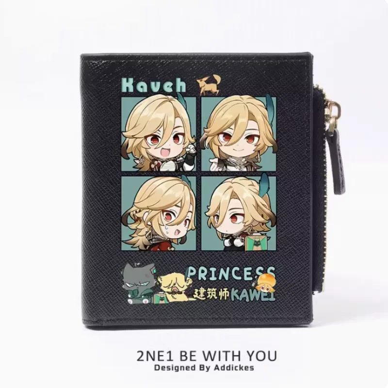 Genshin Impact Kaveh Anime  Zipper Wallet Fold Bag Multi Card  Coin Pocket Holder Fashion Kids Wallets Gift