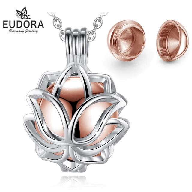 Eudora-colgante Cremación De Urna, Colgante De 14mm Con Forma De Flor De Loto, Jaula, Medallón, Soporte Para Cenizas, De Recuerdo, Collar, Bola Hueca, Joyería K332n14 Colgantes - AliExpress