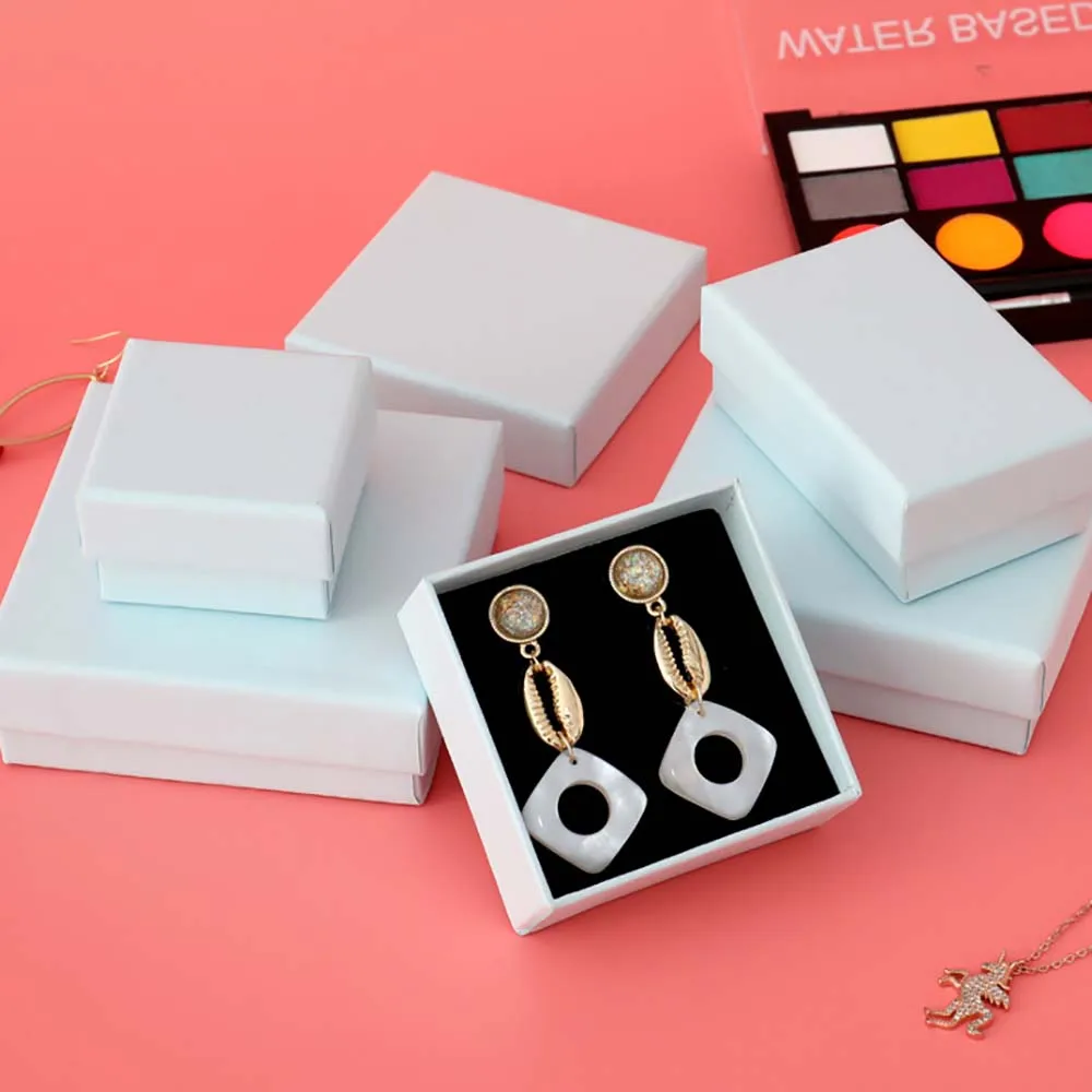 10pcs Pink Jewelry Box Earring Jewelry Packaging Necklace Rings Organizer Box Paper Cardboard Jewelry Display Gift Case Carton