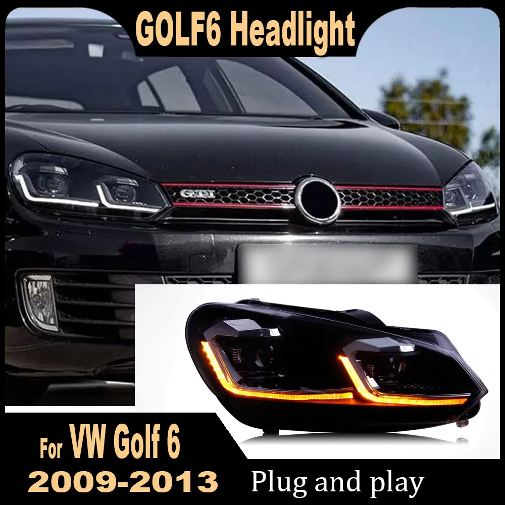 

HeadLamp for VW Golf 6 MK6 LED Headlight 2009 2010 2011 2012 Headlights Golf6 DRL Turn Signal High Beam Angel Eye Projector Lens