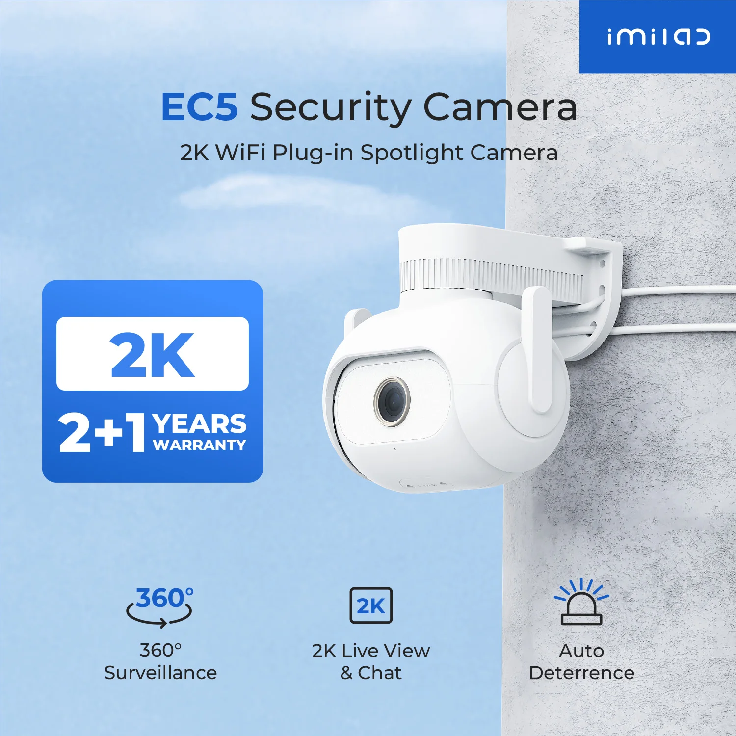 IMILABEC5HolofoteCâmera2KVigilânciadesegurançaexternaCorVisãonoturnaRastreamentohumano360°DissuasãoautomáticaPTZ-AliExpress