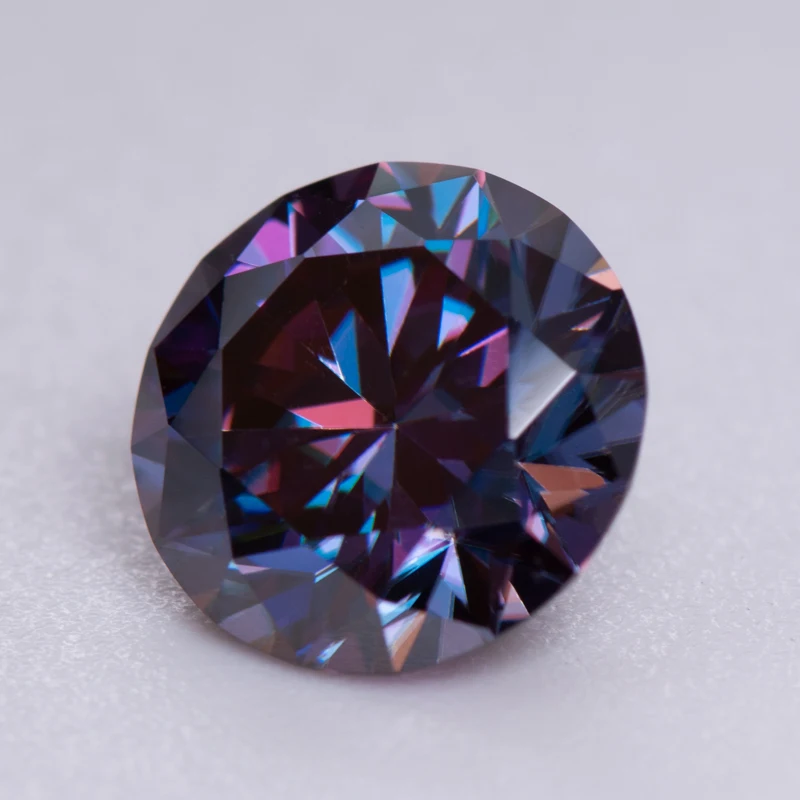 Moissanite Stone Imperial Purple Colour Round Cut Lab Created Gemstone Diamond Jewelry Making Materials with GRA Certificate