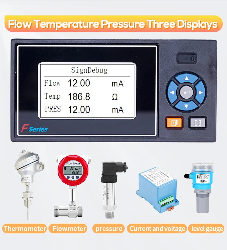 Flow Totalizer Integrator 4-20mA 0-5V 0-10V Relay Pressure Temperature Connect w
