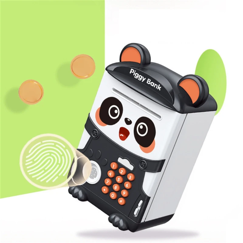 Cartoon Panda Piggy Bank Cash Coin Safe Money Saving Box ATM Bank Password Fingerprint Piggy Toy for Children Birthday Gift