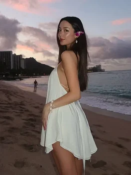 Sexy Party Off Shoulder Dresses Women's Elegant Sleeveless Hollow Out Beach Dress Backless High Street Lady Summer Vestidos 5