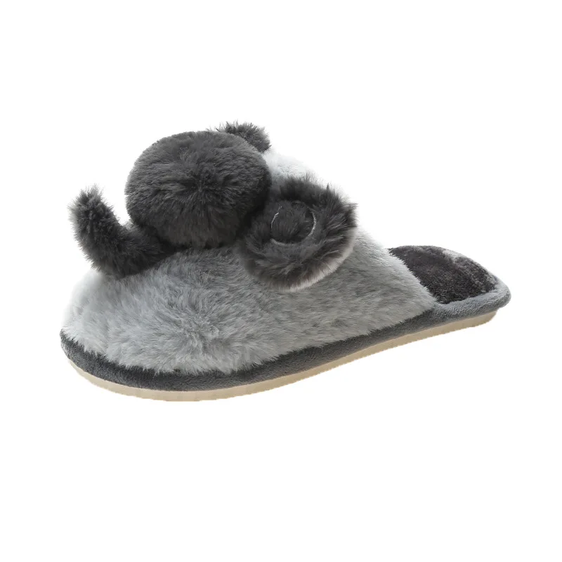Women Slippers Cartoon Elephant Winter Fur House Indoor Outdoor Plush Warm Cotton Shoes Men Couple Comfortable Zapatillas Mujer