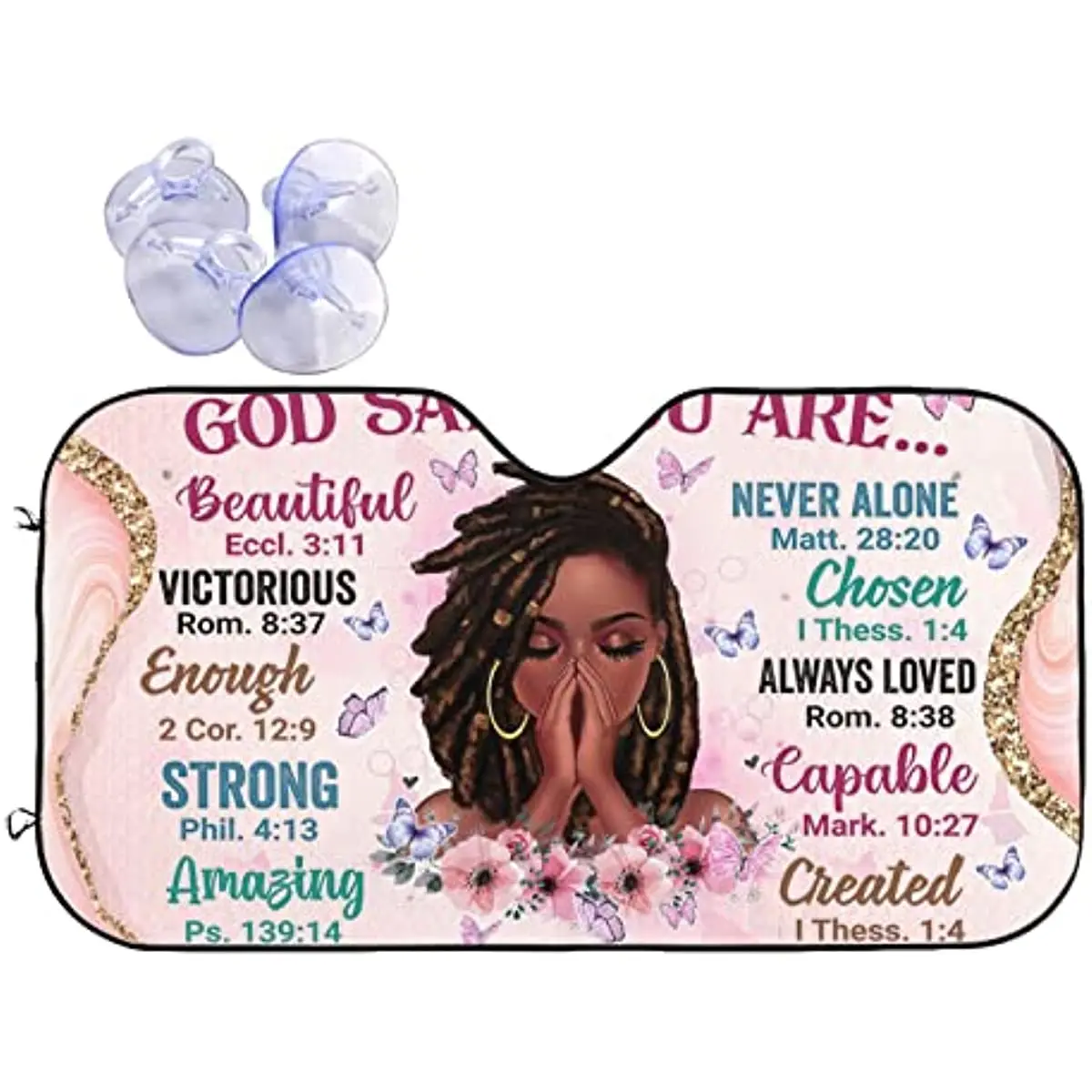 

African American Black Queen Girls Car Windshield Sunshade Motivational Afro Women Foldable Auto Sunshade for Car Truck SUV Auto