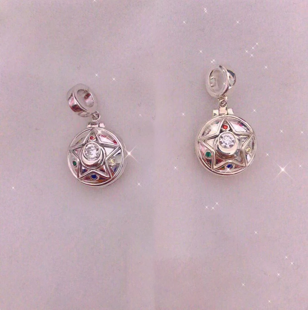 

Anime Sailor Moon Openable Crystal Star Compact Polly Pocket Charm Bead For Pandora Bracelet European Jewelry Fans Collection