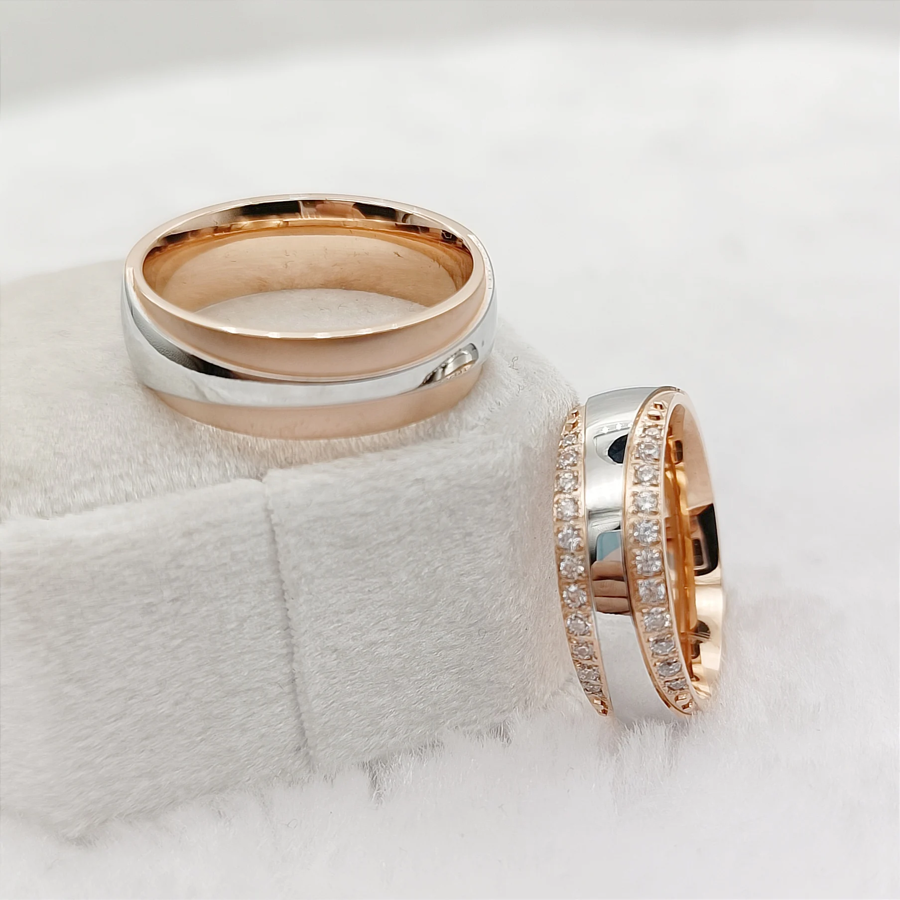 

Luxury Western Designer Anniversary Wedding Rings Sets For Couples 24k Rose Gold Plated Jewery Crown Promise Ring