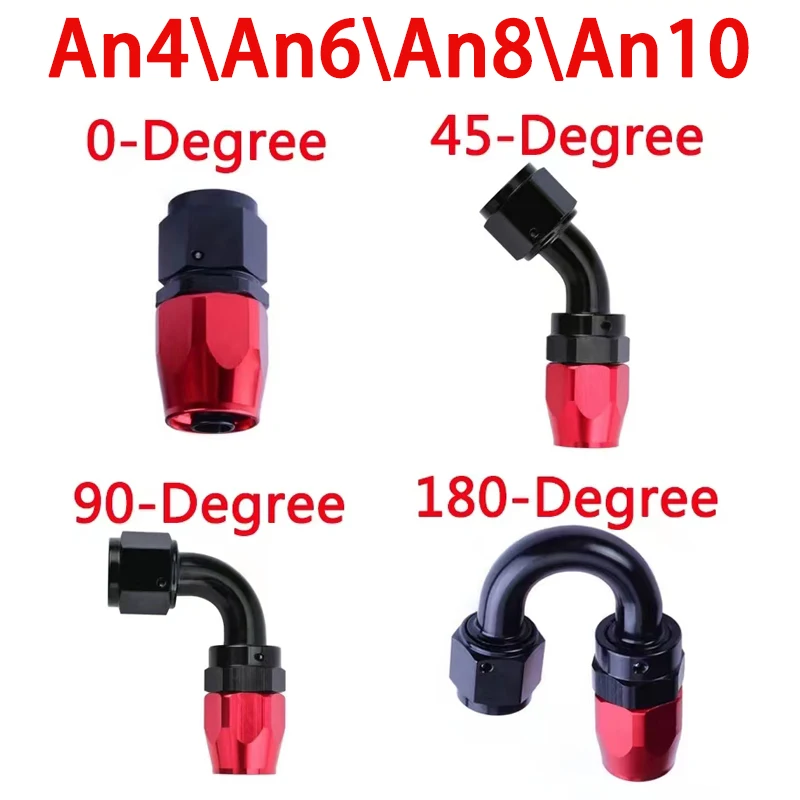 Universal Red Black AN4 AN6 AN8 AN10 Straight 45 90 180 Degree Oil Fuel Swivel  Hose End Fitting Oil Hose End Adaptor Kit - AliExpress