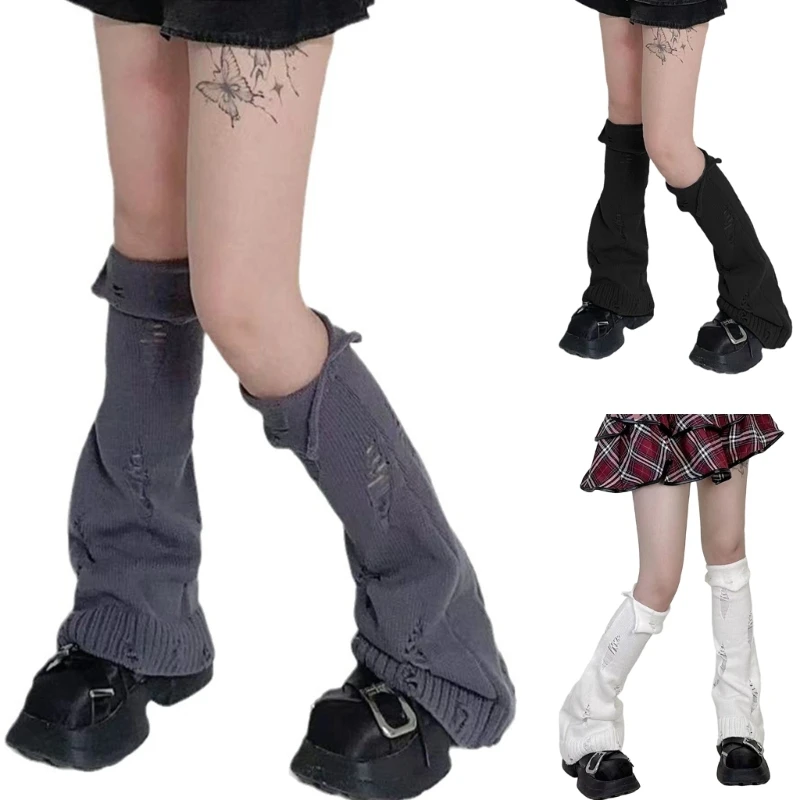 

Japanese Style Long Socks Womens Leg Warmers Knitted Foot Cover Crochet Socks P8DB