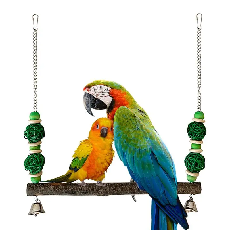 

Parakeets Bird Swings Wooden parrot swing log bird stand Multipurpose Versatile Bird Swing Toy Durable Parakeet Swing with hook