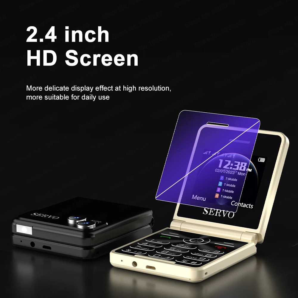 SERVO iP15 Flip 4 SIM Cards Mobile Phone Call Recording Speed Dial  FM Radio MP3 Player 2G GSM 2.4 inch Feature Fold Telephones 6