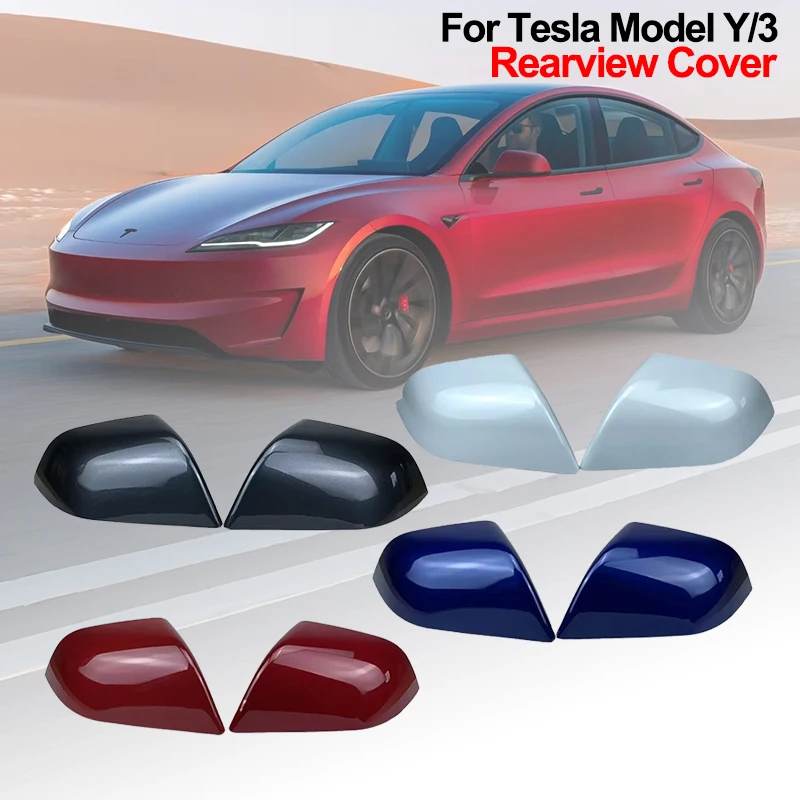 One Pair Caps For Tesla Model 3 Model Y 2017-2024 Highland Replace Rear View Mirror Cover Door Side Mirror Housiing Accessoires