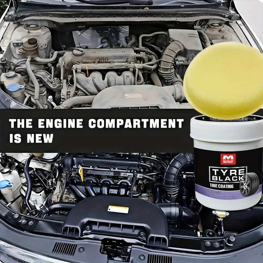 Tire Blackening Coating Wax-Hydrating Luster and Protection, Anti-Aging Tire Care Coating with Sponge Applicator