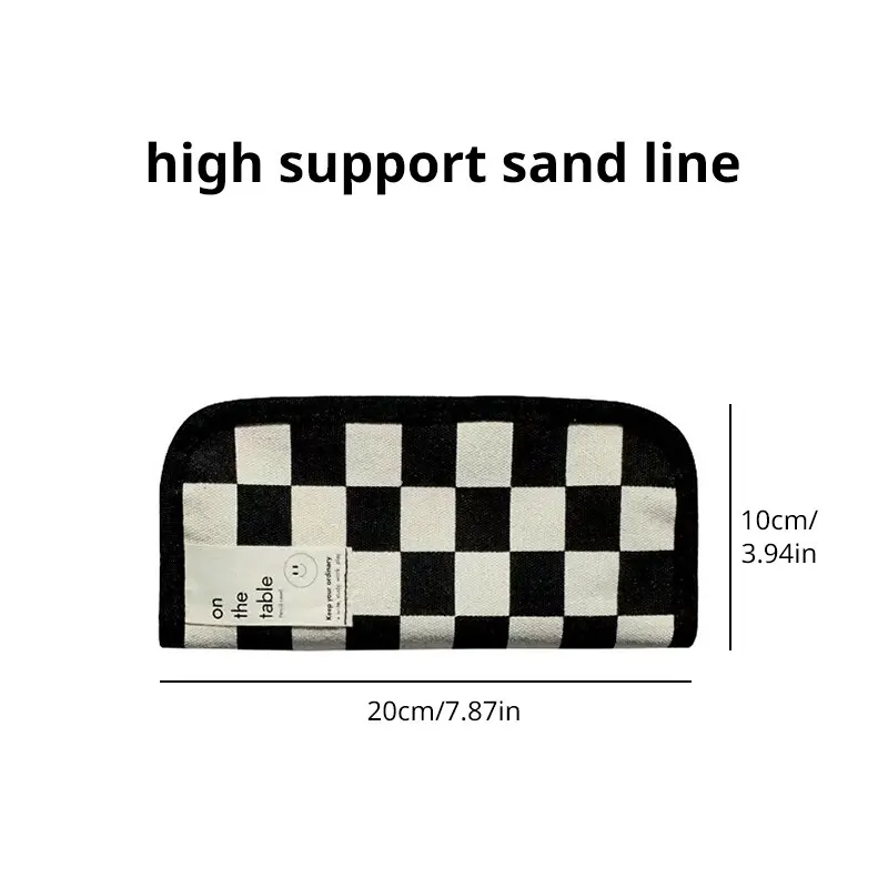 Ins Black and White Checkerboard Grid Large Capacity High Value Storage Pencil Bag Stationery Box 20cm pencil cases pen storage bag stationery box
