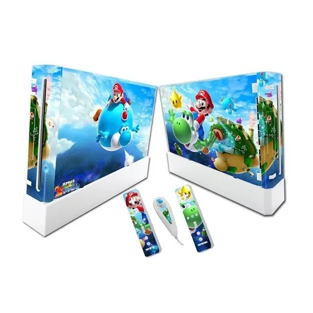 슈퍼 마리오 브라더스 WII PVC 다채로운 스킨 스티커 데칼 커버 닌텐도 WII 게임 콘솔 동체 컨트롤러 보호 필름