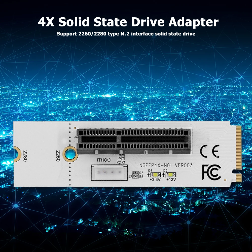 LED 어댑터 컨버터 키, M.2 to PCI-E 4X 라이저 카드, M2 to X4